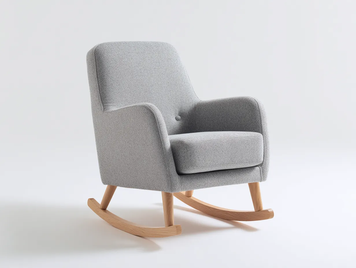 Sedia a dondolo - Tessuto-Legno - 77x89x101 cm - Grigio chiaro - Stile contemporaneo-Nookyard