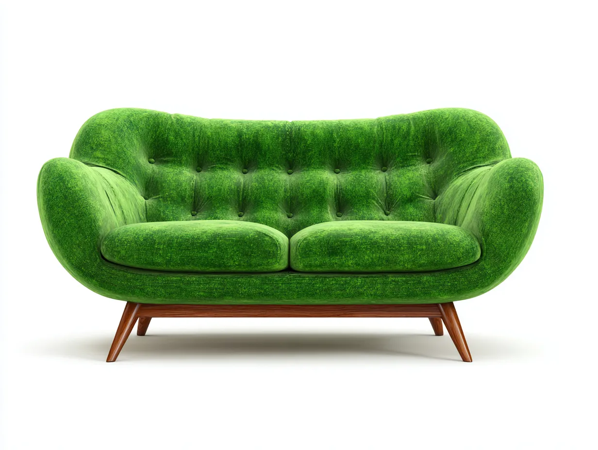 Divano a due posti - Tessuto-Legno - 178x96x85 cm - Verde - Stile retrò-Nookyard