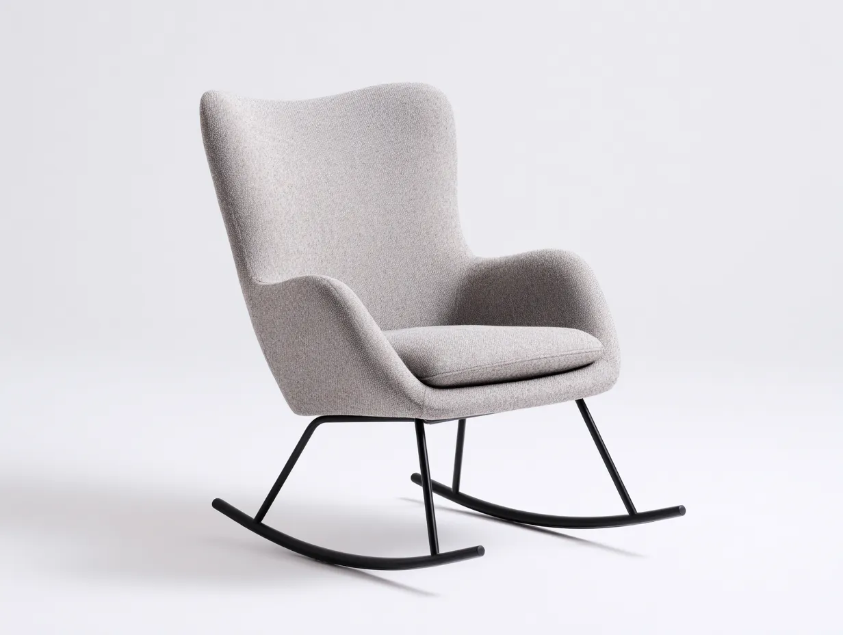 Sedia a dondolo - Tessuto-Metallo - 80x92x104 cm - Grigio chiaro - Stile moderno-Nookyard