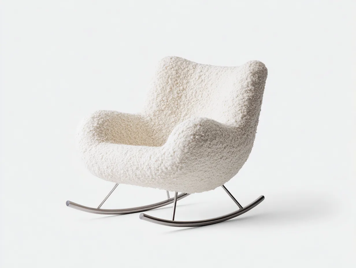 Sedia a dondolo - Tessuto-Metallo - 82x94x103 cm - Avorio - Stile contemporaneo-Nookyard