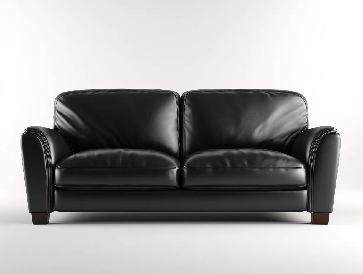 Divano a due posti - Pelle - 180x92x85 cm - Nero - Stile classico-Nookyard