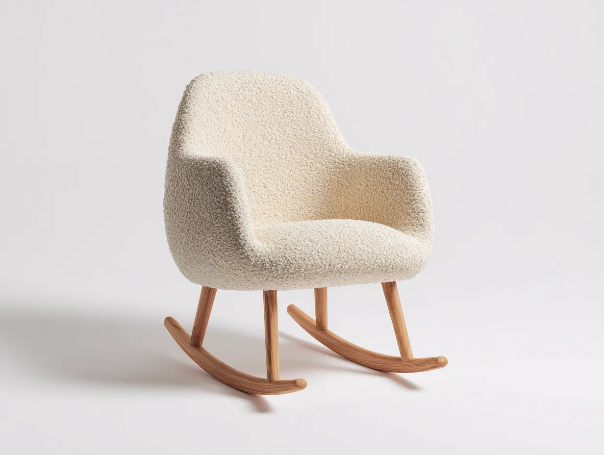Sedia a dondolo - Tessuto-Legno - 80x92x102 cm - Beige - Stile moderno-Nookyard