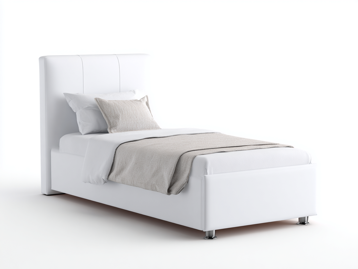 Camas individuales tapizadas tela 200x90x110 cm - blanco - diseño moderno-Cottagetmart