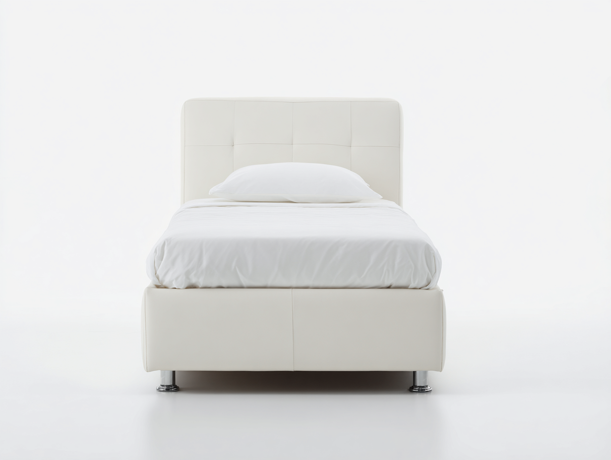 Camas individuales tapizadas en tejido liso 200x90x110 cm - blanco - diseño moderno para dormitorio-Cottagetmart