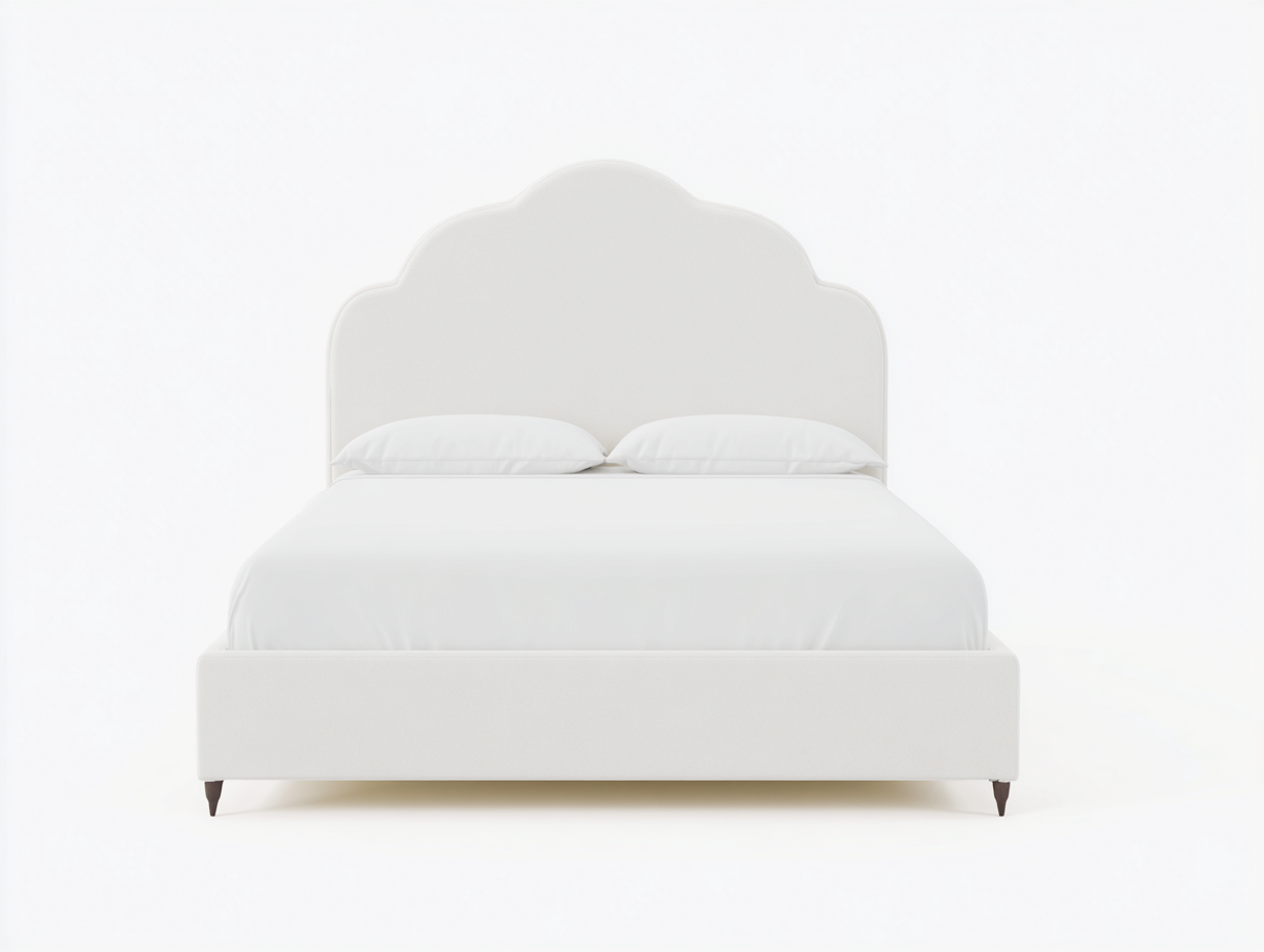 Camas dobles tapizadas en tejido liso 200x160x120 cm - blanco - diseño elegante para dormitorio-Cottagetmart