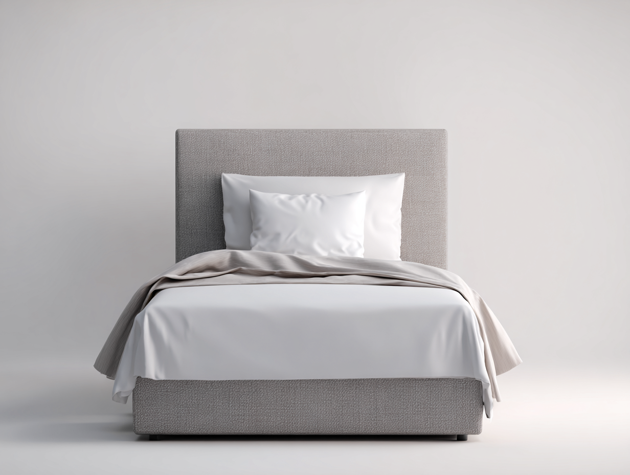 Cama individual tapizada de tela 200x90x110 cm - gris claro - diseño moderno-Cottagetmart