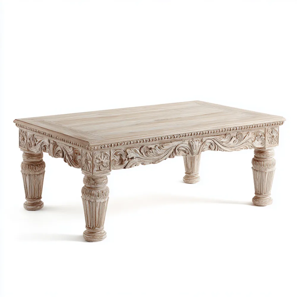 Klassischer Couchtisch aus Massivholz 120x60x45 cm – Naturhell