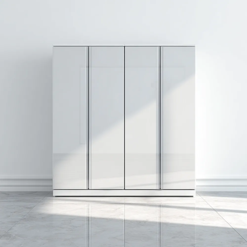 Schrank Hochglanz 200x180x60 cm – Weiß – Modernes Design