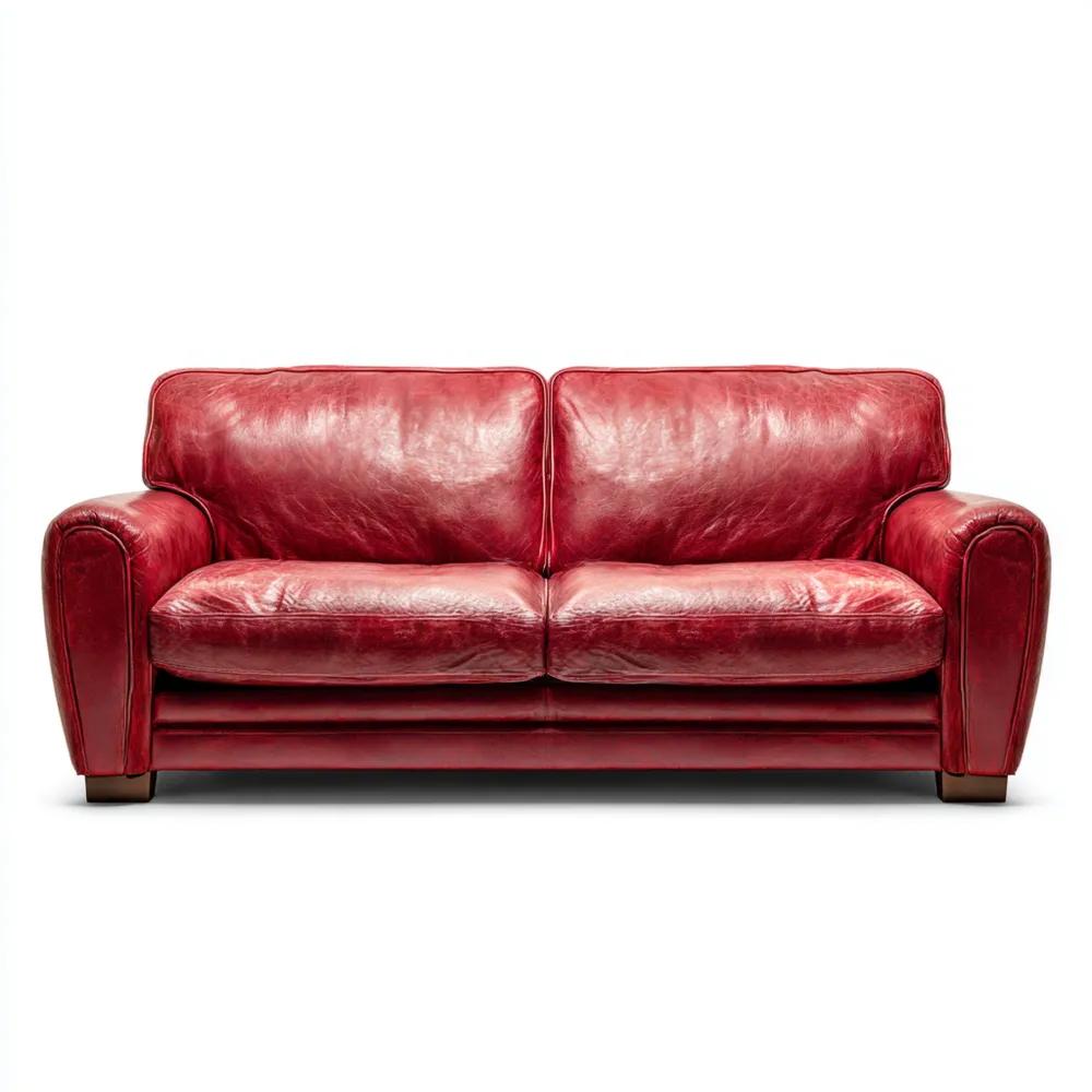 Ledersofa 2-Sitzer 160x90x85 cm - Rot - Klassisches Design