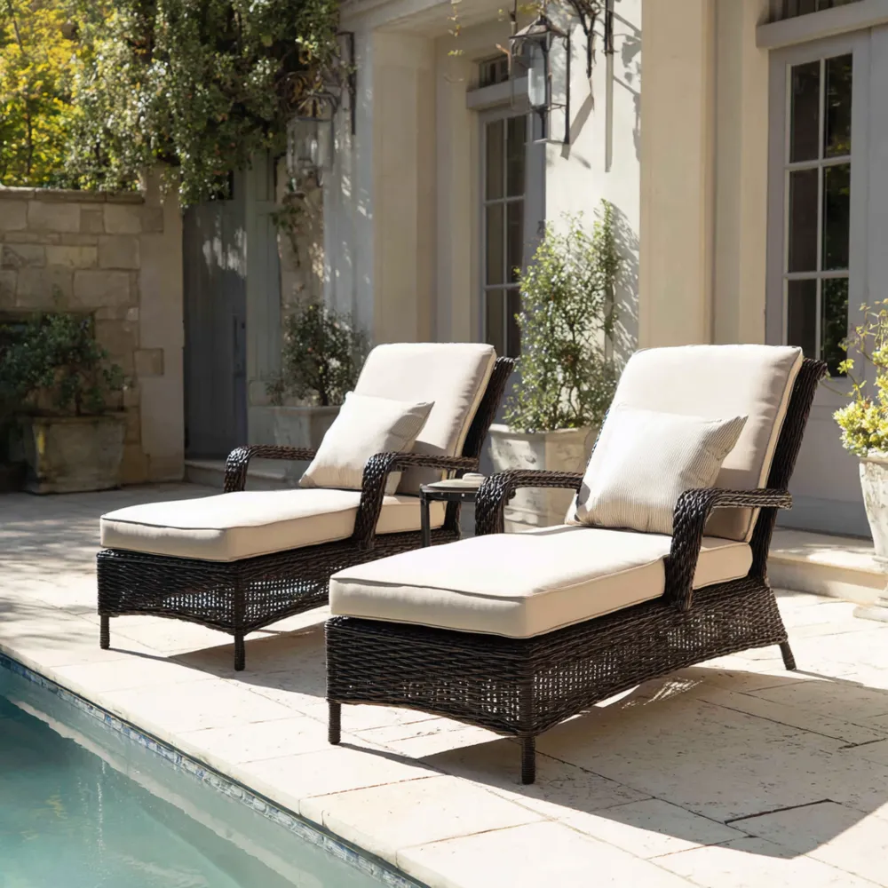 Verstellbare Rattan-Gartenliege 195x65x100 cm – Beige