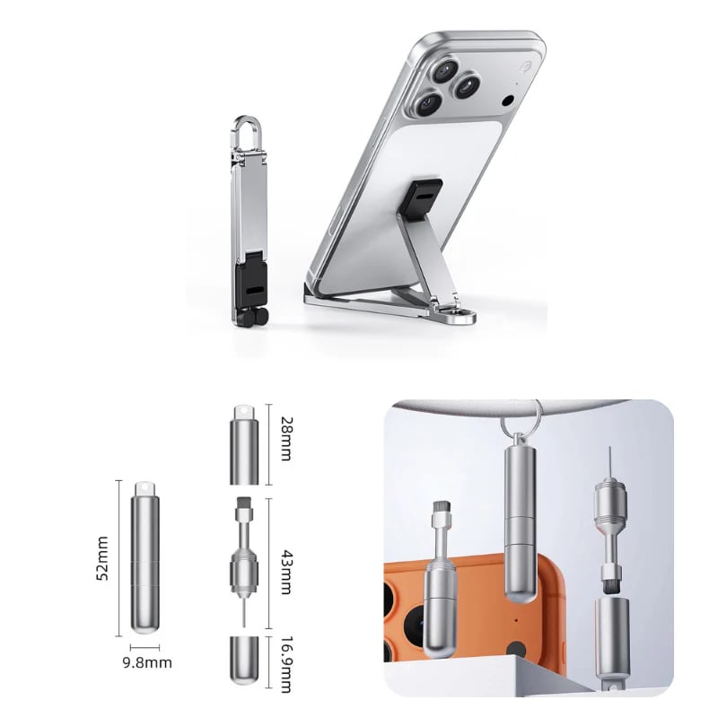 Mini Aluminum Phone Stand Keychain Foldable Desktop Holder