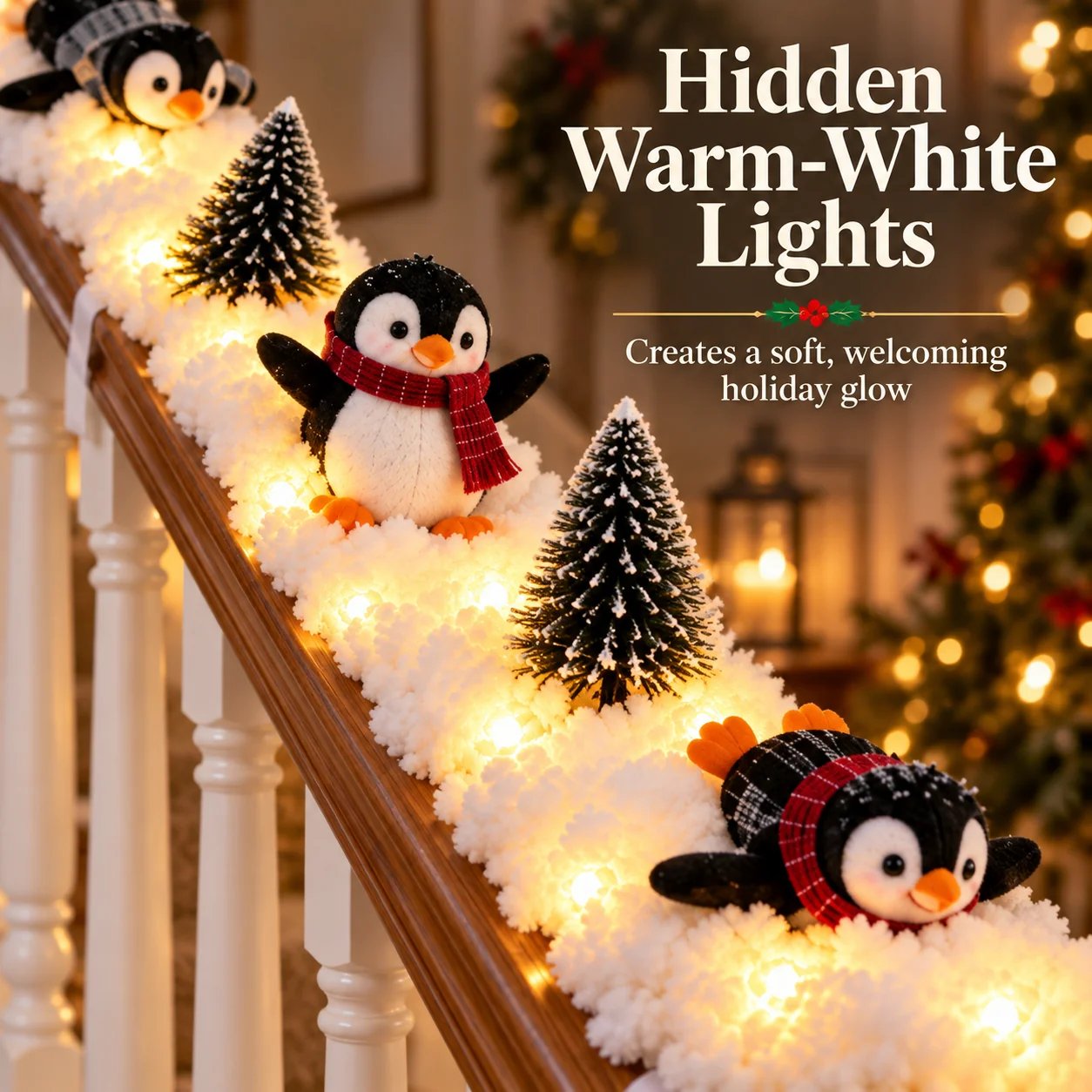 Hidden warm white Christmas lights