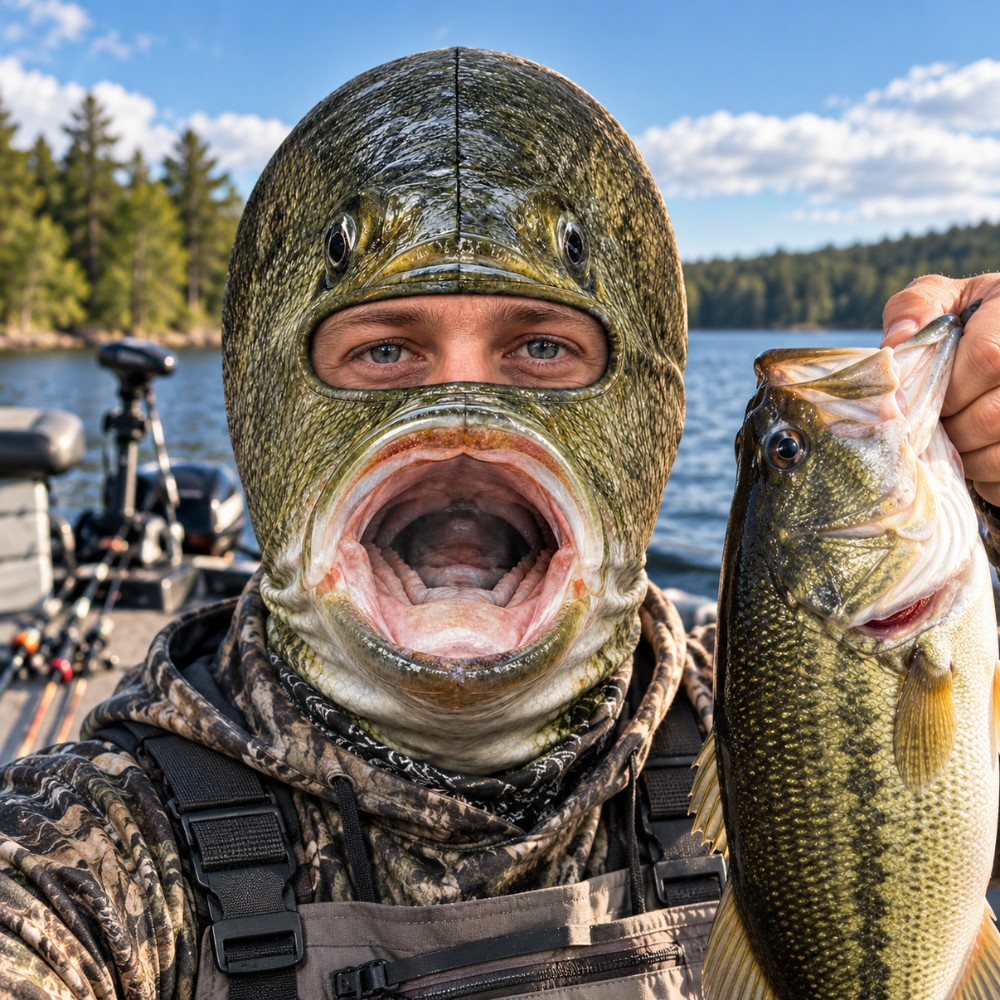 The Bass Face Fishing Mask, Funny Fish Face Neck Gaiter, Bass Fishing Gift for Men Anglers 686471