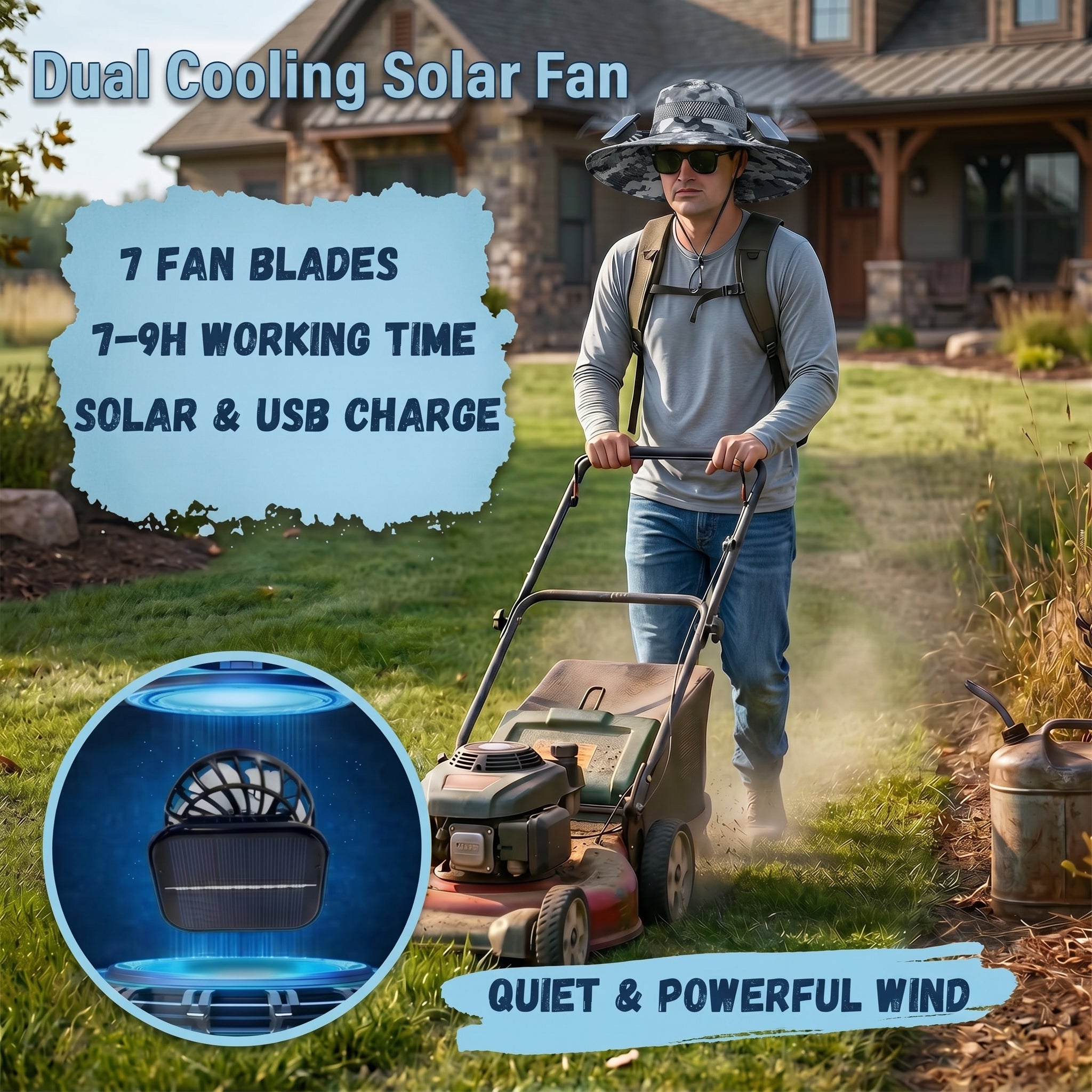 Solar-Powered Cooling Fan Hat