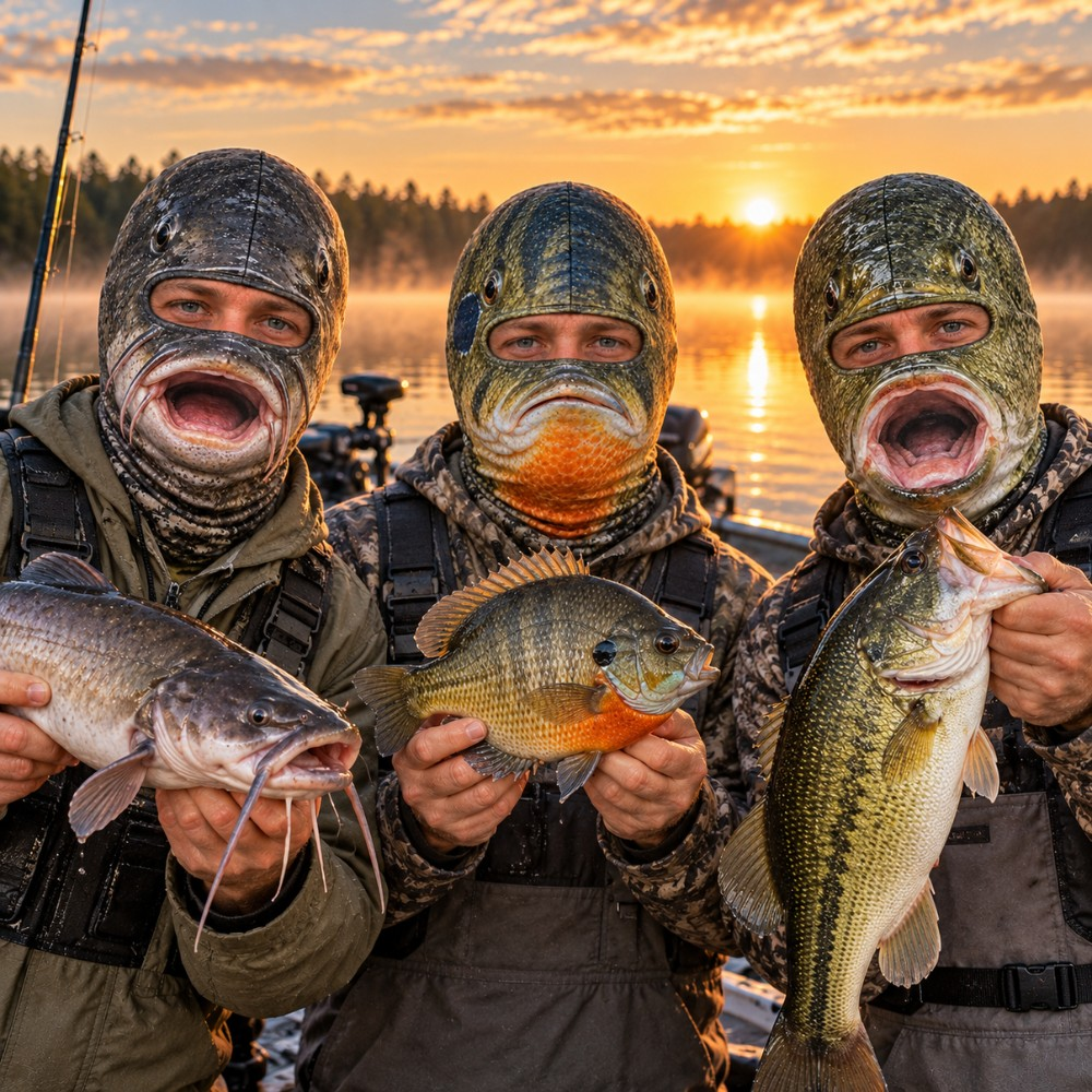 The Bass Face Fishing Mask, Funny Fish Face Neck Gaiter, Bass Fishing Gift for Men Anglers 686471