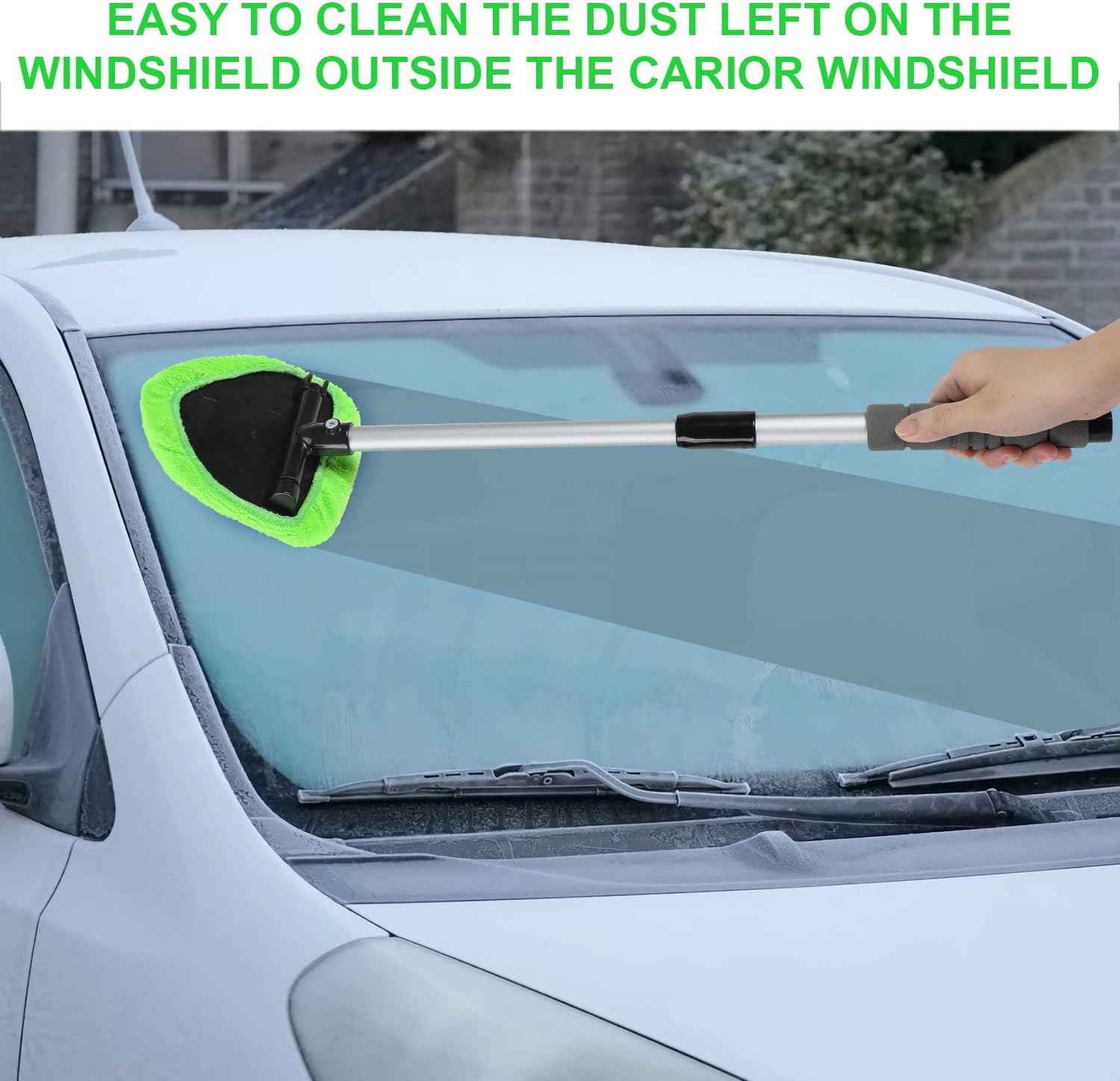 💥 💥 🔥 Windshield Cleaning Tool, Microfiber Car Window Cleaner with 4 Reusable and Washable Microfiber Pads and A brush and a spray bottle are included.