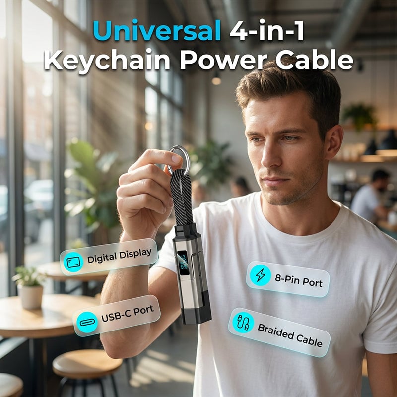 ⏰️Limited Time Flash Sale 🔥4-in-1 Digital Display Keychain Charging Cable