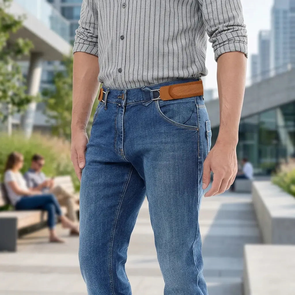Buckle-Free Elastic Belt with Metal Hook