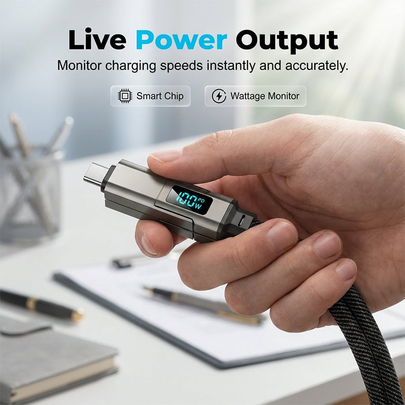 ⏰️Limited Time Flash Sale 🔥4-in-1 Digital Display Keychain Charging Cable