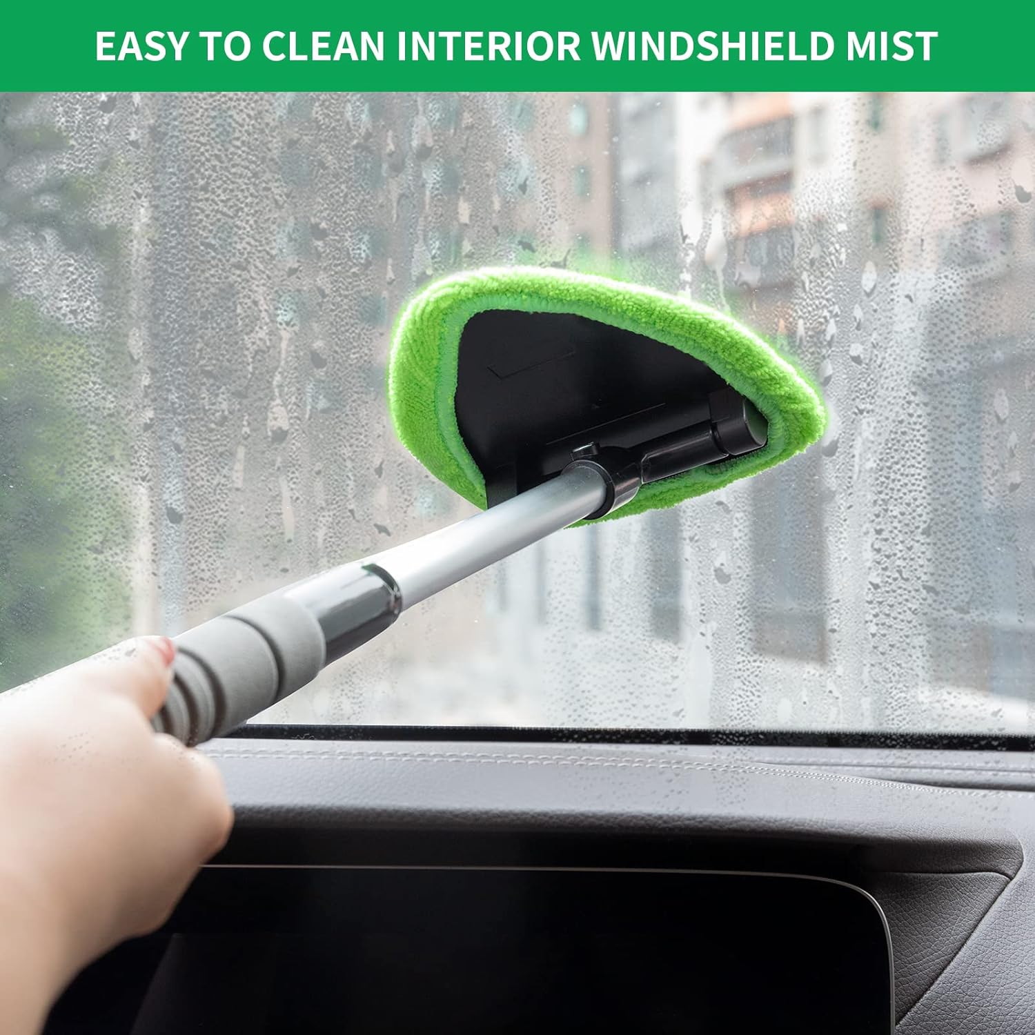 💥 💥 🔥 Windshield Cleaning Tool, Microfiber Car Window Cleaner with 4 Reusable and Washable Microfiber Pads and A brush and a spray bottle are included.