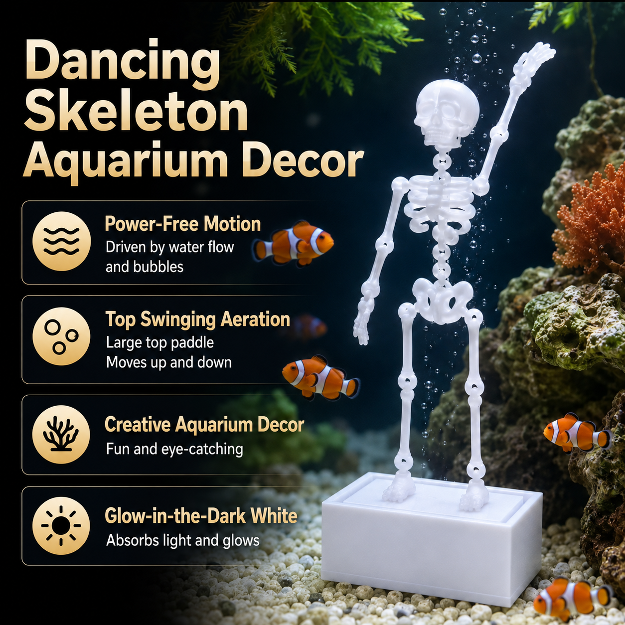 🔥🔥Hot selling now! ! ! 💀 Dancing Skeleton Aquarium Ornament