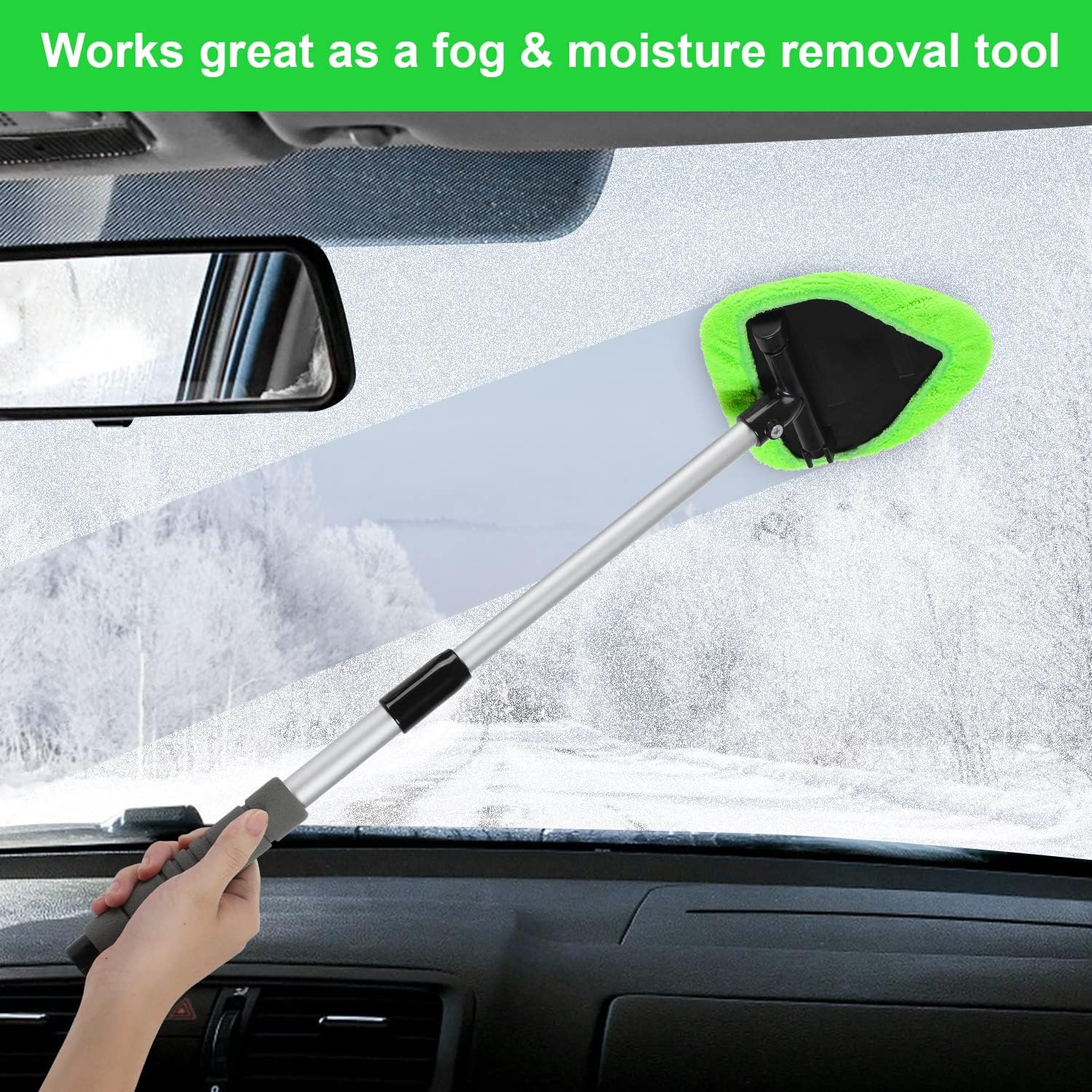 💥 💥 🔥 Windshield Cleaning Tool, Microfiber Car Window Cleaner with 4 Reusable and Washable Microfiber Pads and A brush and a spray bottle are included.