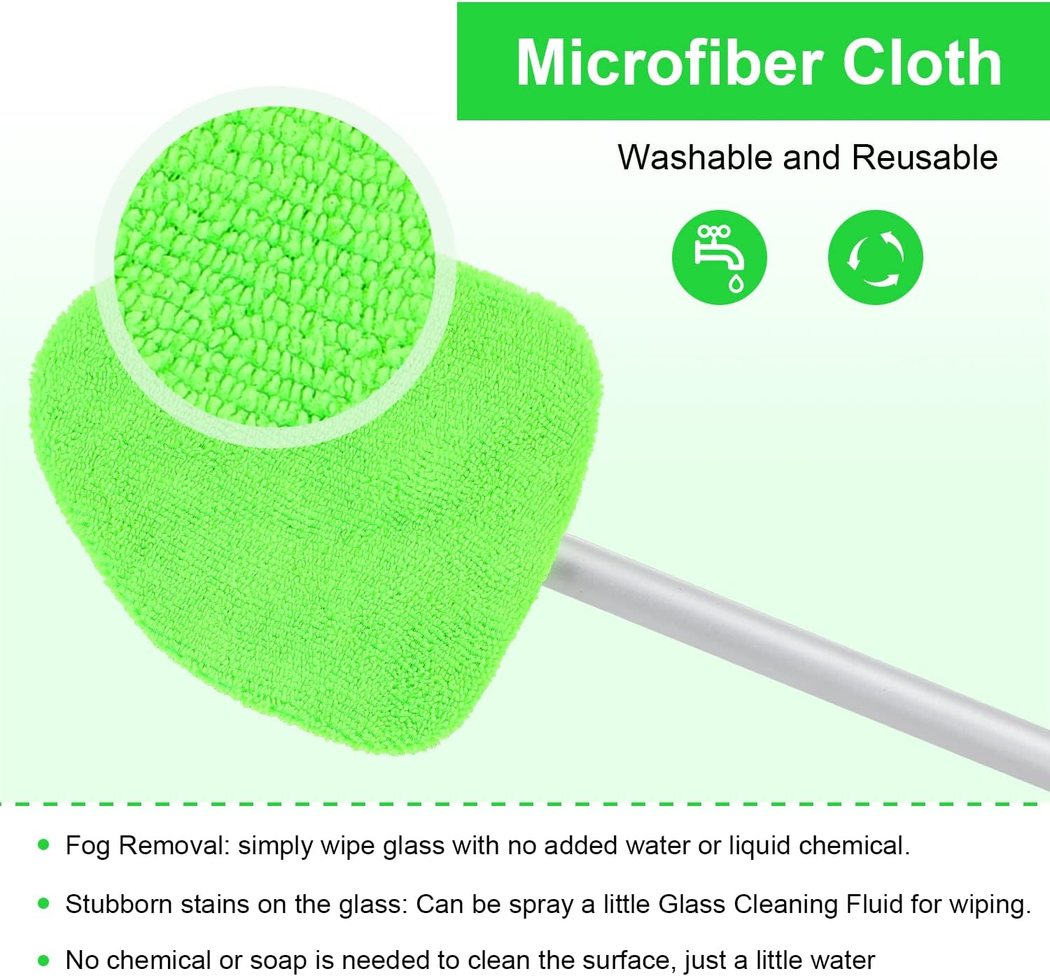 💥 💥 🔥 Windshield Cleaning Tool, Microfiber Car Window Cleaner with 4 Reusable and Washable Microfiber Pads and A brush and a spray bottle are included.