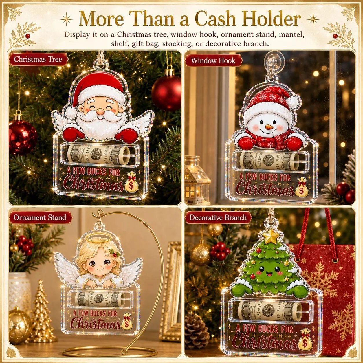 🔥Last Day 50% OFF - 🎄A Few Bucks For ChristmasTM Crystal Acrylic Money Holder Ornament