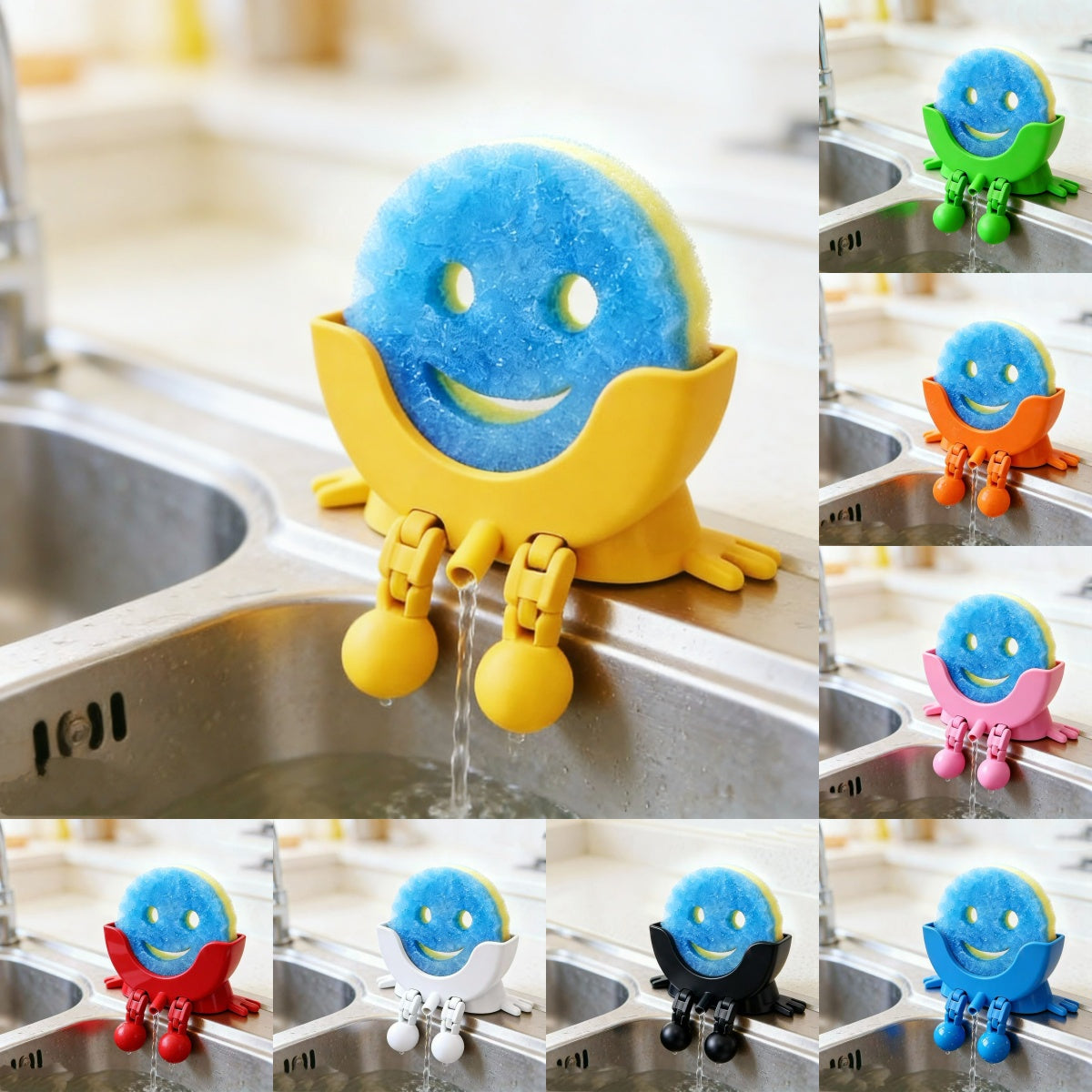 😊Smiley face sponge drainer💧 - Keeps Your Sink Clean & Dry🧽