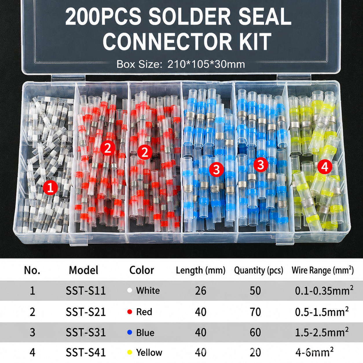 Solder Seal Wire Connectors（200 Pcs）