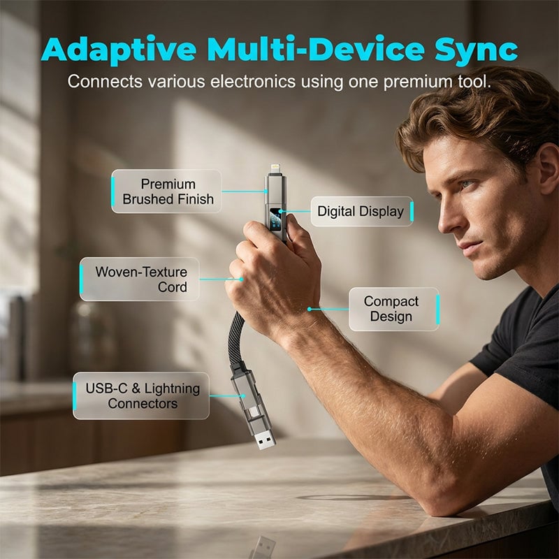 ⏰️Limited Time Flash Sale 🔥4-in-1 Digital Display Keychain Charging Cable
