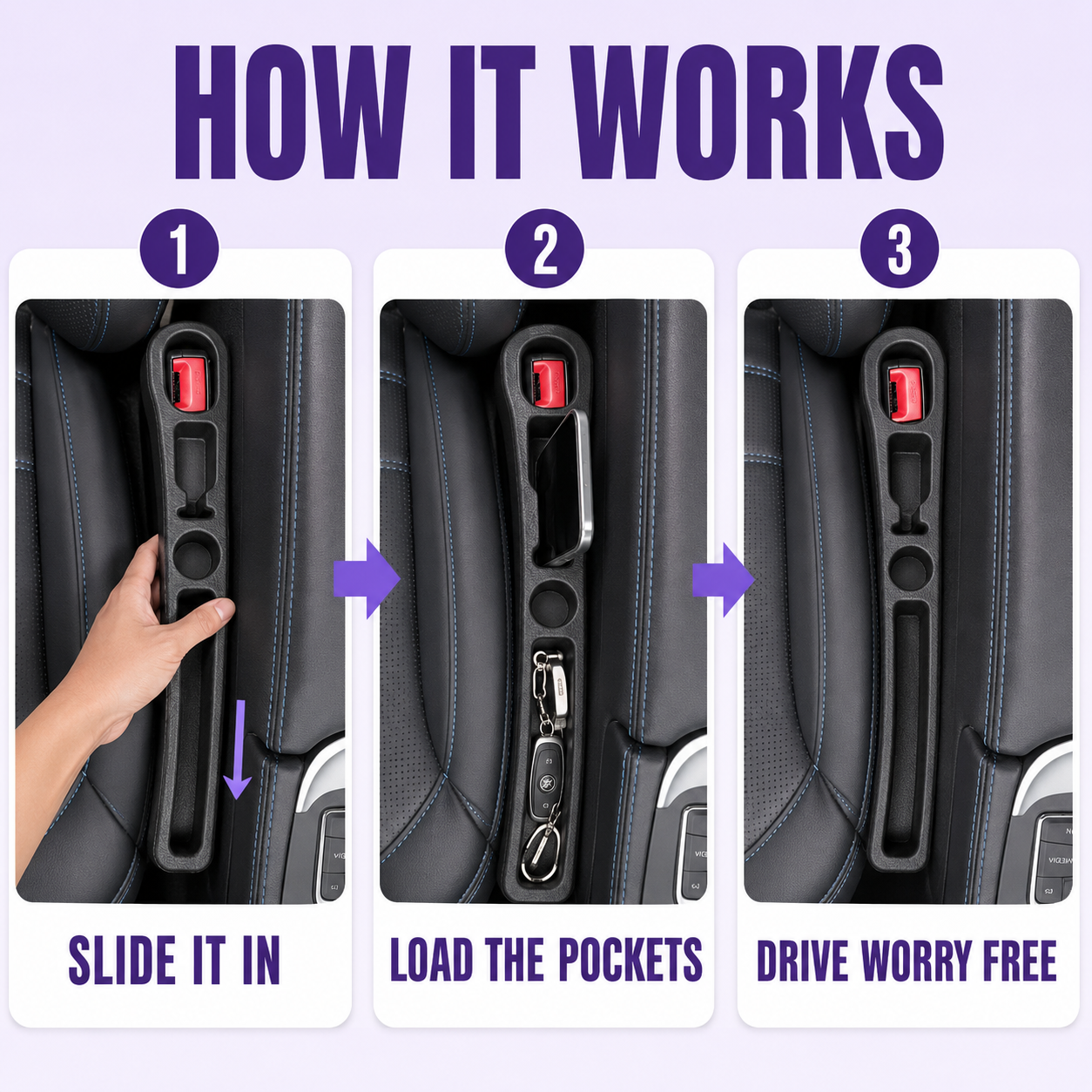  Car Seat Gap Organizer (2 Pack)