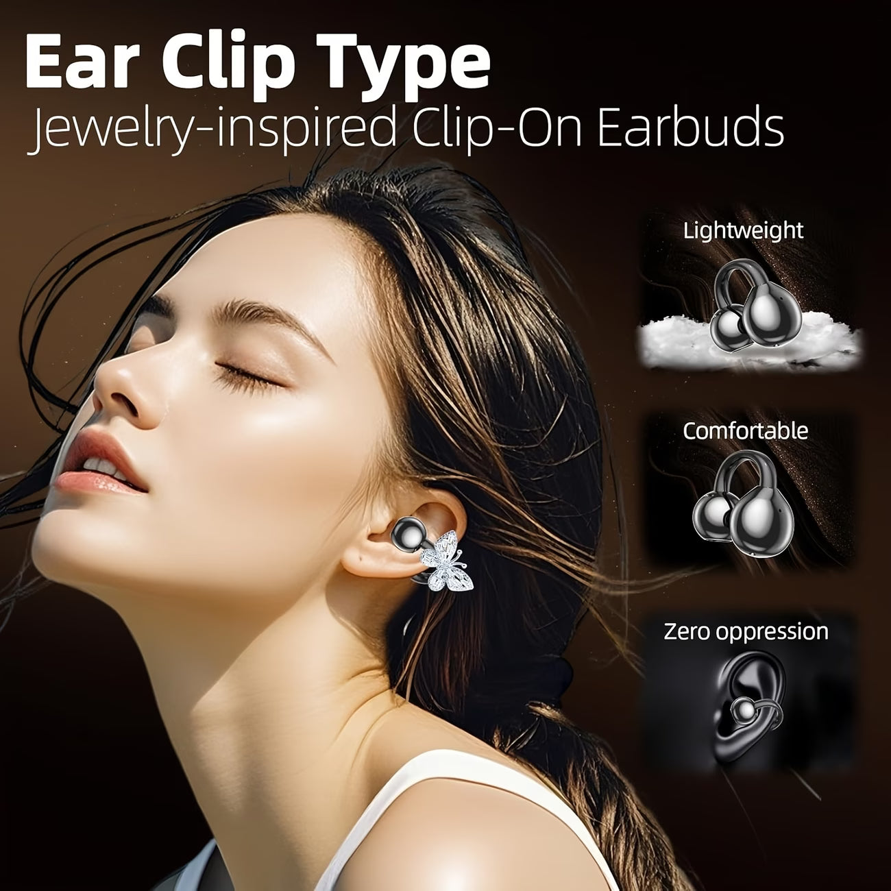 🦋Open-Ear Clip-On Earbuds with Butterfly Charm