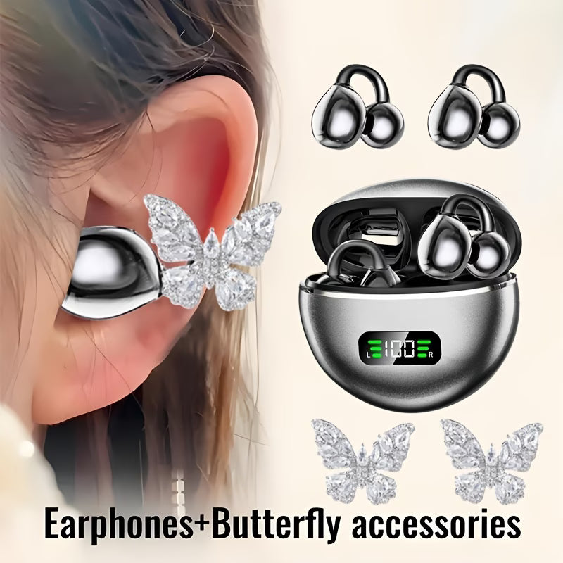 🦋Open-Ear Clip-On Earbuds with Butterfly Charm
