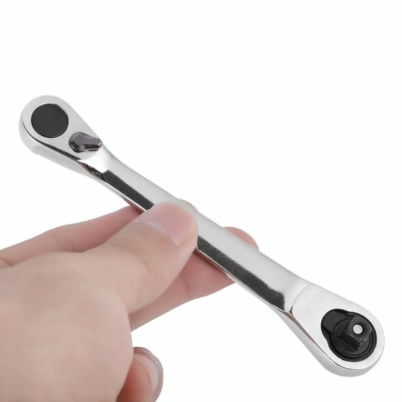 ✨1/4 Inch Mini Double Headed Ratchet Wrench Silver 72-Tooth 5° Quick Release Drive Socket Tool