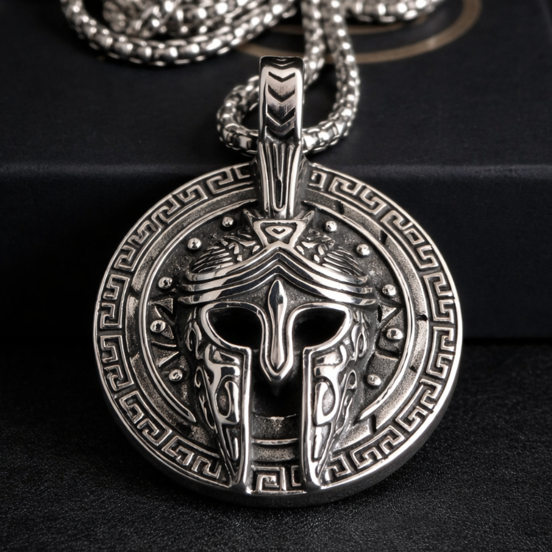 Spartan Helmet Necklace for Men – Greek Warrior Pendant（Free Shipping）