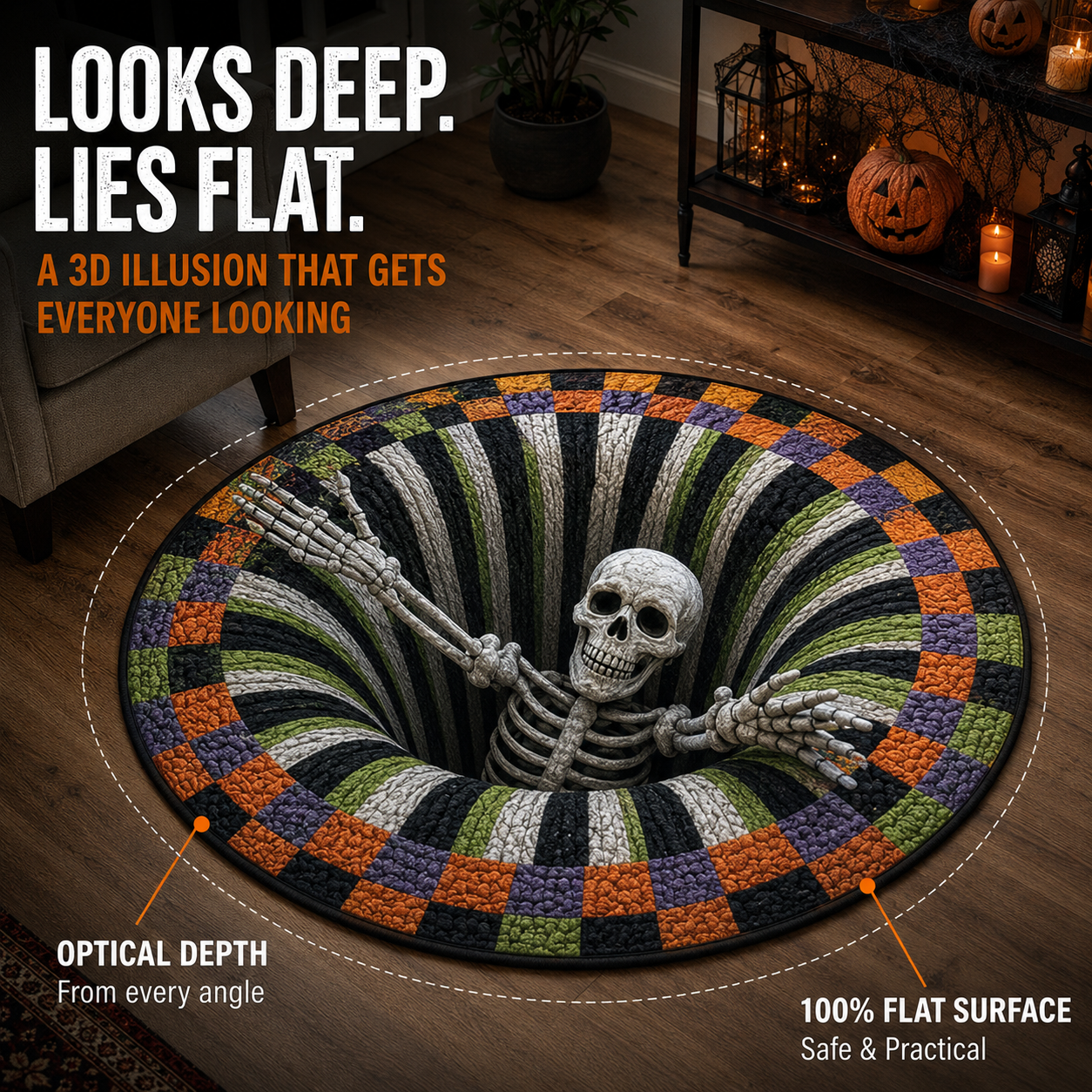 Halloween vloerkleed in slaapkamer
