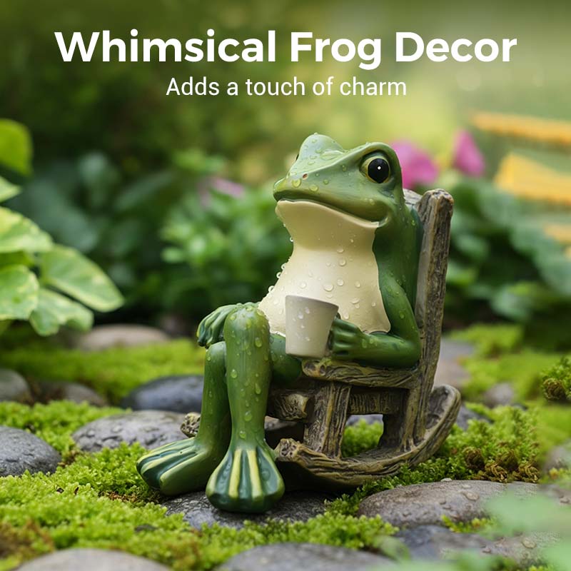 Solar -Frog Rocking Chair Ornament | LED Light Up Garden Decor