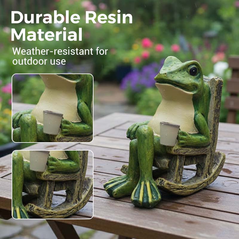 Solar -Frog Rocking Chair Ornament | LED Light Up Garden Decor