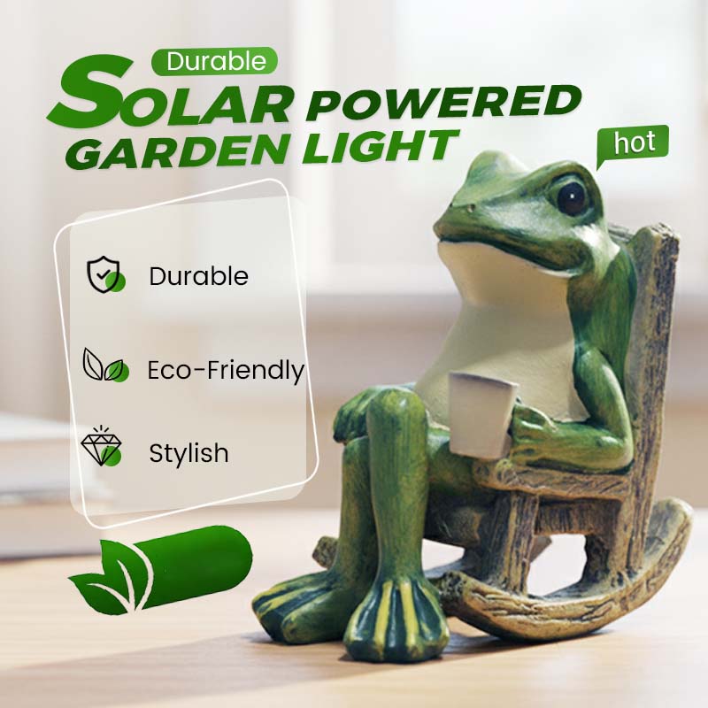 Solar -Frog Rocking Chair Ornament | LED Light Up Garden Decor