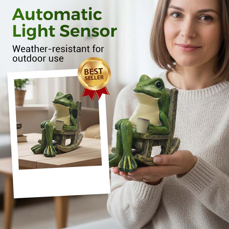 Solar -Frog Rocking Chair Ornament | LED Light Up Garden Decor