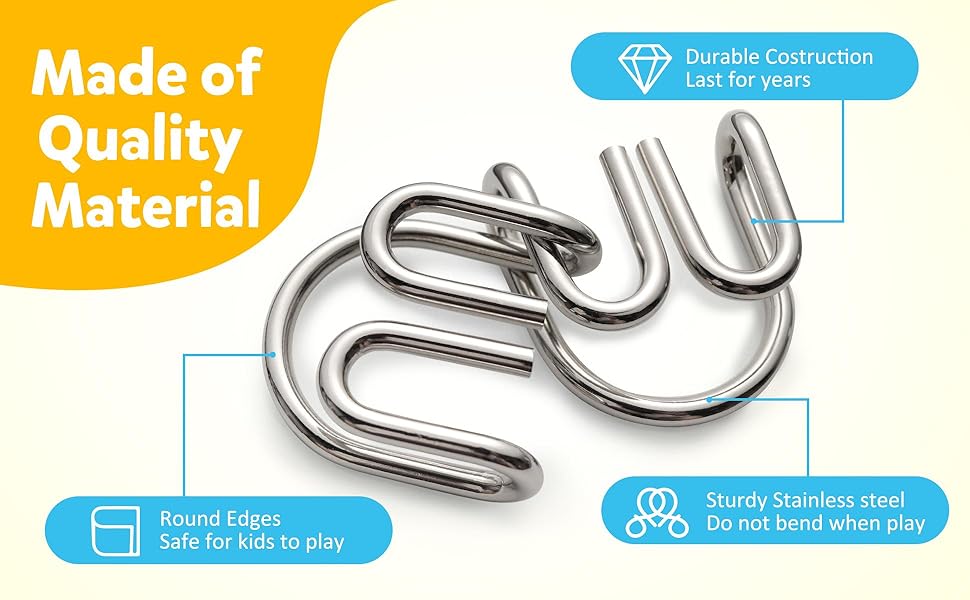 Mind Game Brain Teaser Wire Magic Trick Toy IQ Puzzle Set