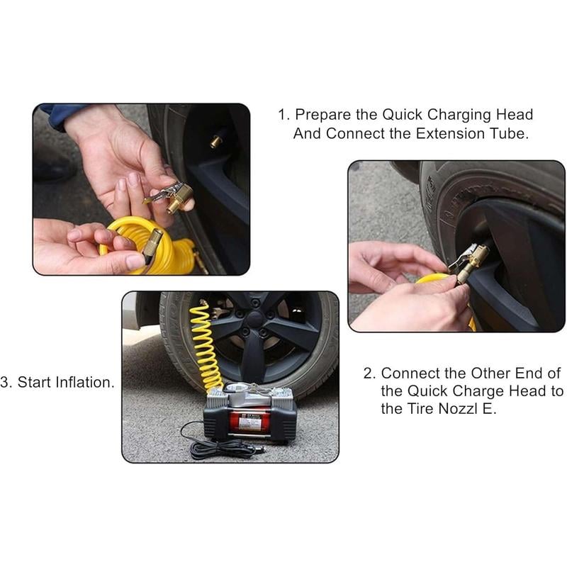 Tire Air Chuck with Clip Adapter, No Leakage Tire Chucks for Vehicle Inflator Compressor Pump Connect Accessories Tool