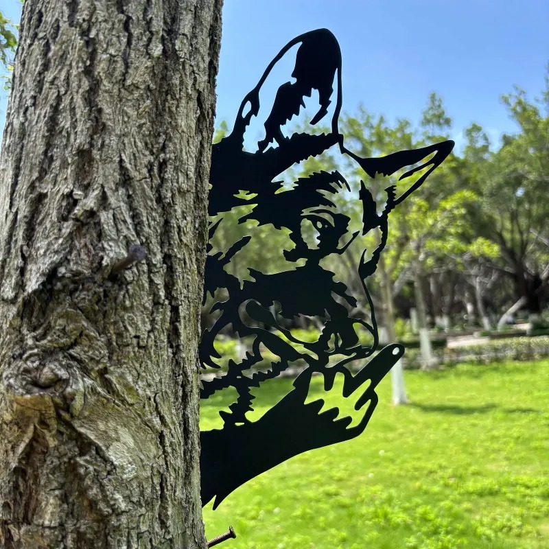 Peeping middle finger animal metal sign-Yard Art Decor