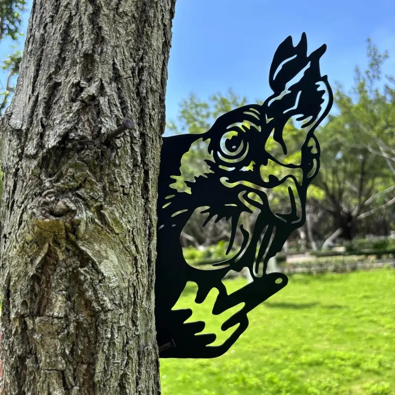 Peeping middle finger animal metal sign-Yard Art Decor