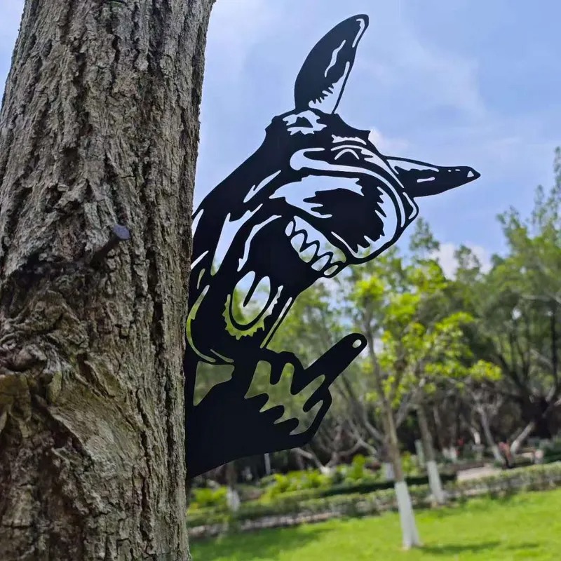Peeping middle finger animal metal sign-Yard Art Decor