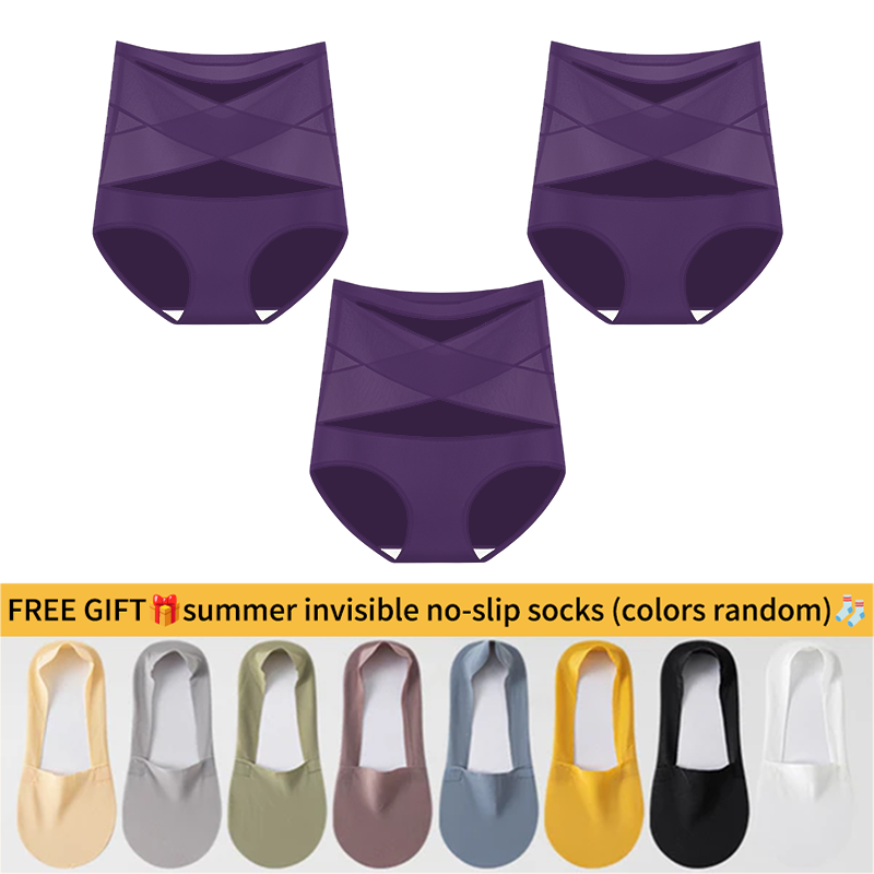 💖Last Day-Buy 1 Get 2 Packs💖Plus-Size High-Waist Cross Tummy Control Panties