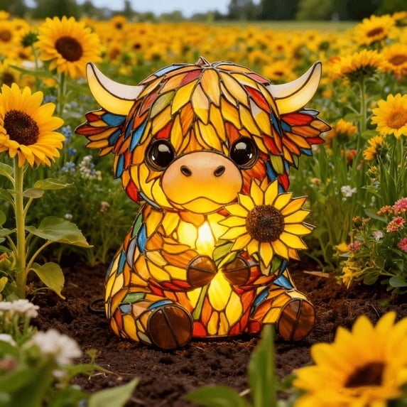 Creative Highland Cow  Sunflower LED Night Light