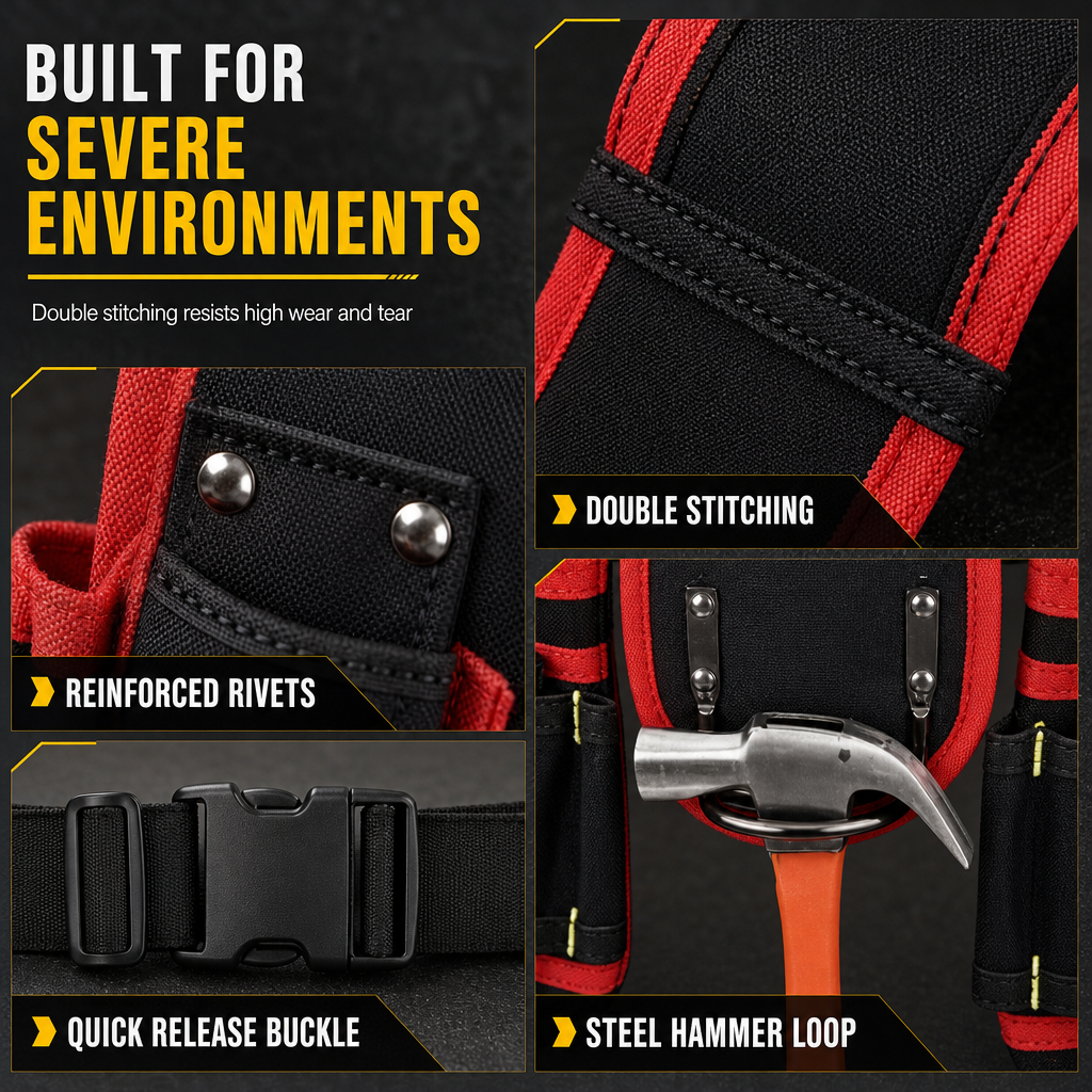 📢📢50% OFF !! ⏰Adjustable Tool Waist Bag – Multi-pocket & hands-free carry ✨