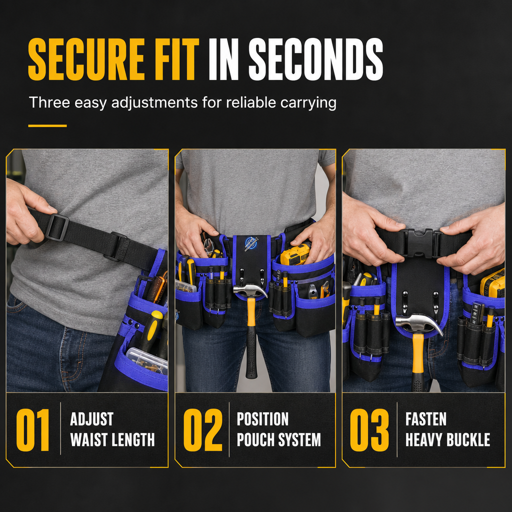 📢📢50% OFF !! ⏰Adjustable Tool Waist Bag – Multi-pocket & hands-free carry ✨